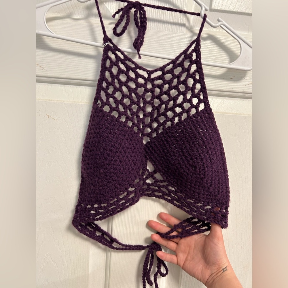 OOAK handmade crochet tie top